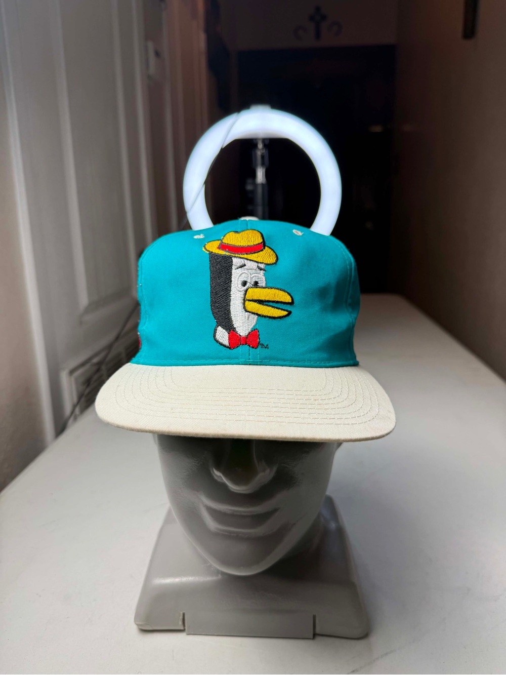 Tennessee Tuxedo American Needle Snapback Hat Vintage 90s Made USA Teal